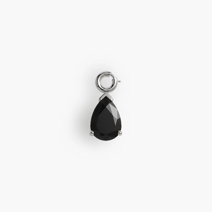 Mini 'Tear' Black Onyx Charm Silver