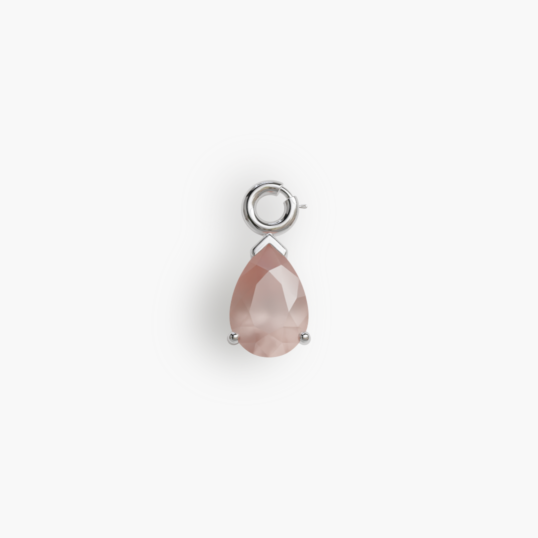 Mini 'Tear' Rose Quartz Charm Silver - Jolie Co Jewelry