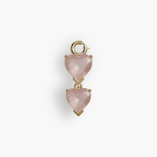 Duo 'Heart' Rose Quartz Charm - Jolie Co Jewelry