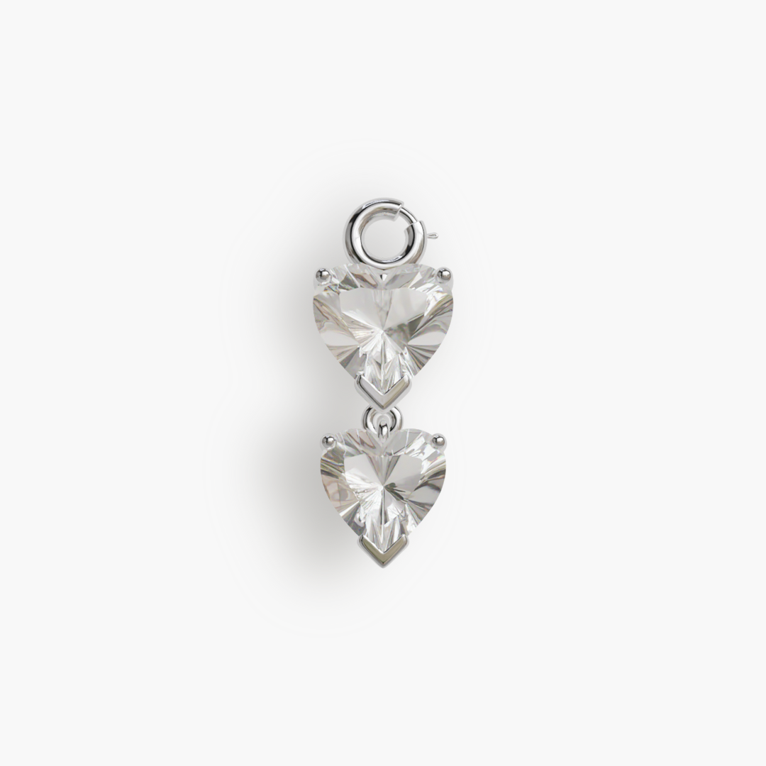 Duo 'Heart' Topaz Charm Silver - Jolie Co Jewelry
